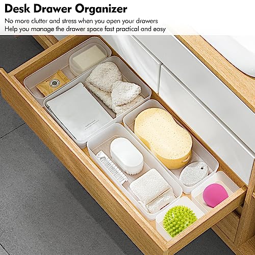 Poeland 20 Pcs Drawer Organizer Tray Storage Box for Bedroom Dresser Bathroom Kitchen, Frosted - size: 20pcs
