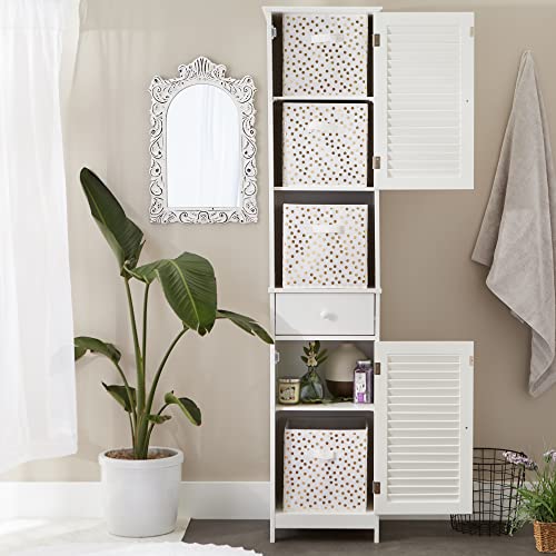 DII Non Woven Polyester Storage Bin, Polka Dot, White & Gold, Small Set of 4 - color: White & Gold, size: Small Set of 4, 11x11x11" Cube