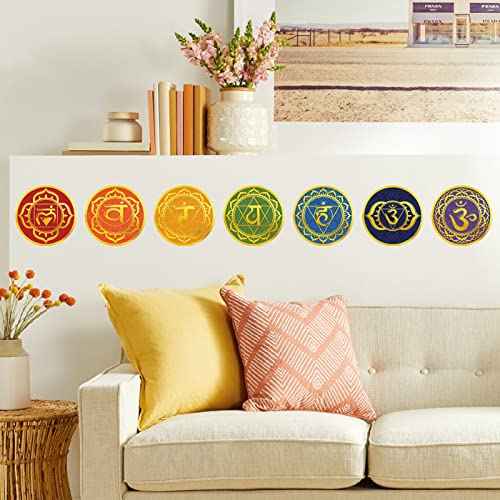 Maydahui 7 Sheets Chakra Wall Stickers Yoga Zen Meditation Room Wall Decals (6x6 Inch) Peel Stick Art Decals Decor for Yoga Studio Decor Yogi Spiritual Gift