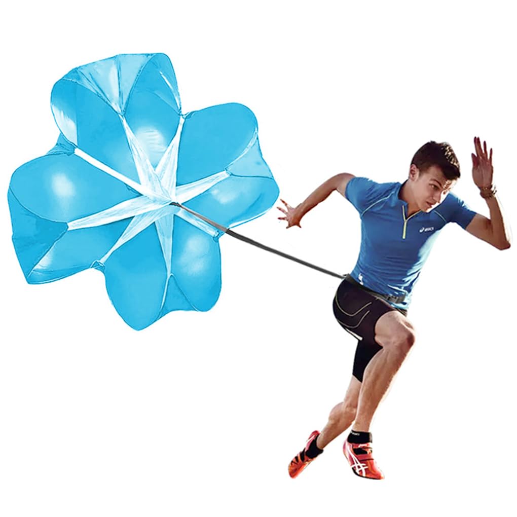 ANPOPO Bfsmile Running Speed Training 56" Parachute with Adjustable Strap, Free Carry Bag. Speed Chute Resistance Running Parachute for Kids Youth and Adults (Blue)