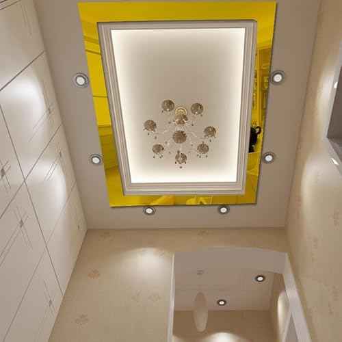 10 Pcs Gold Mirror Wall Stickers Striped Design Mirror Art Tile Decal DIY Self Adhesive Wall Line Border Decals Removable Acrylic Mirror Sheets Wall and Murals for Home Decor (5 * 20cm)