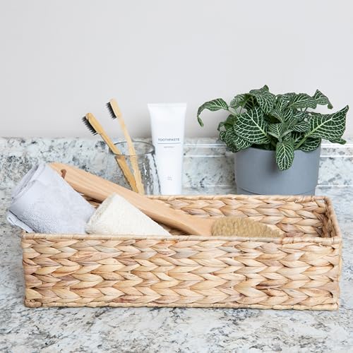 Household Essentials Water Hyacinth Rectangular Storage Basket, Natural - color: Natural