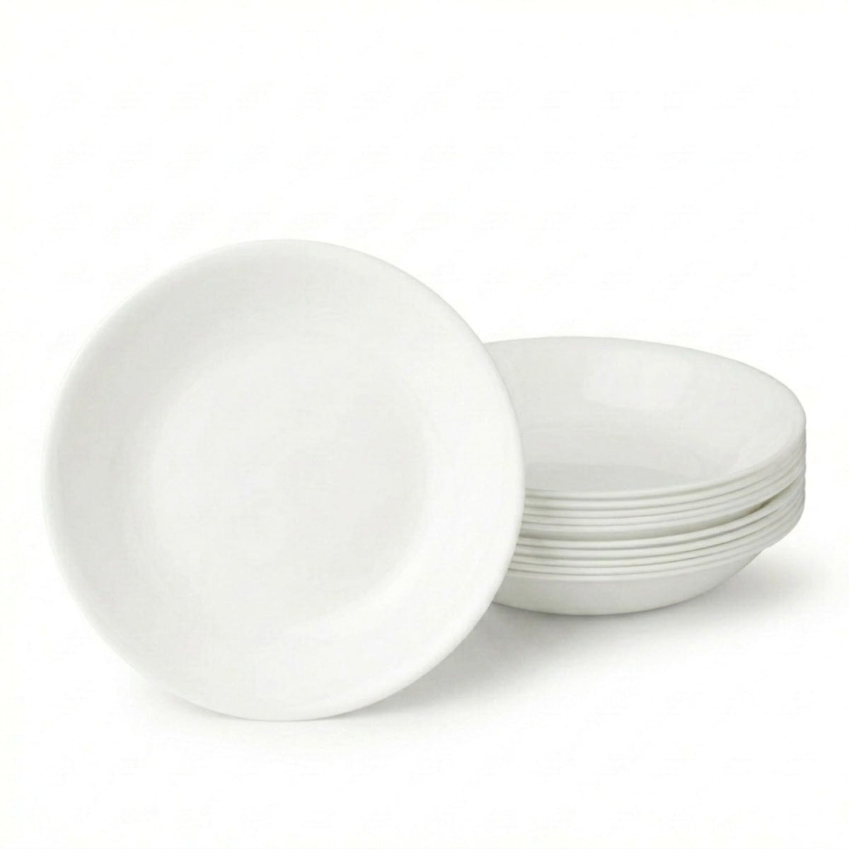 Corelle Vitrelle 6-Piece Salad Appetizer Plate Set Triple Layer Glass and Chip Resistant, 6-3/4-Inch Lightweight Round Plates, Winter Frost White