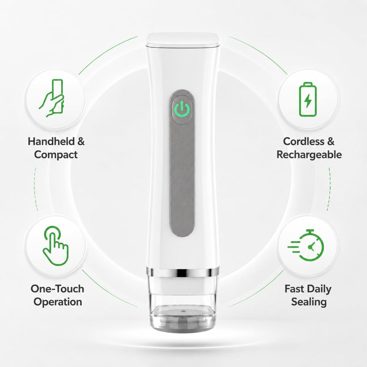 Handheld Vacuum Sealer for Food, Compact Portable Cordless Vacuum Sealer with 30 Reusable Bags, One-Touch Food Sealer for Kitchen, Freezer & Travel