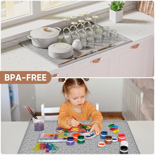 BALEINE 34''×22'' Under Sink Mat, Waterproof Food Grade Silicone Undersink Mat, Cabinet Shelf Drip Tray, Under Sink Liner for Kitchen, Bathroom (Grey) - color: Gray