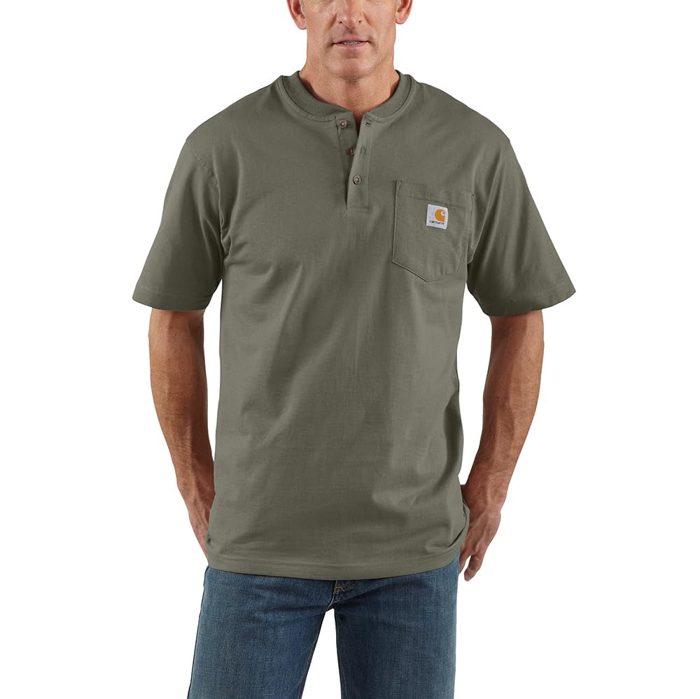 Carhartt Men's Dearborn Loose Henley T-Shirt, Dusty Olive, Large