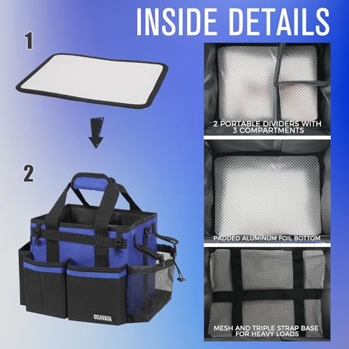 SCAVATA Compact Wearable Cleaning Caddy, Small Supplies Organizer with Handle & Shoulder Straps for Housekeepers, Under Sink & Car Cleaning Tool Organizer Bag (Blue) - color: Blue
