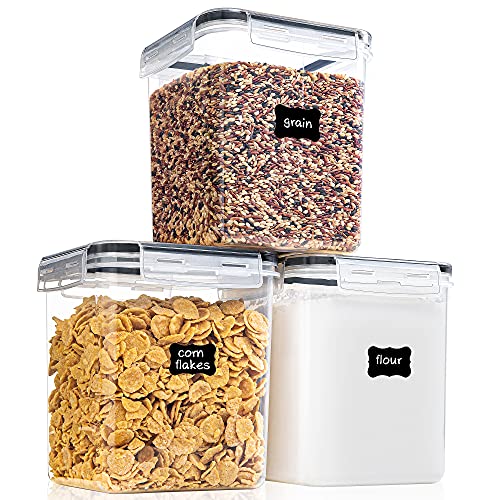 PANTRYSTAR Medium Food Storage Containers with Lids Airtight 2.5L /84.5Oz, for Flour, Sugar, Baking Supply, 3PCS BPA Free Plastic Canisters for Kitchen Pantry Organization - size: 2.5 L