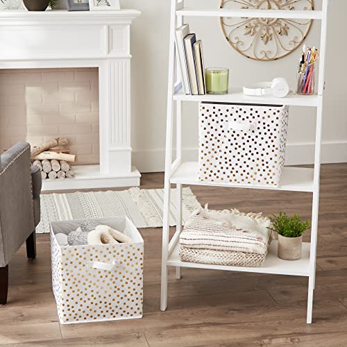 DII Non Woven Polyester Storage Bin, Polka Dot, White & Gold, Large Set of 2 - color: White & Gold, size: Large Set of 2, 13x13x13" Cube