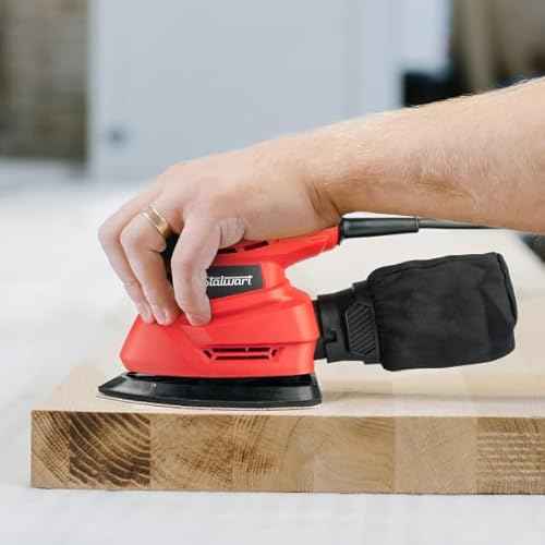 Electric Sander Tool - 14000RPM Mouse Detail Sander with Dust Collection System and 12pc Sandpaper - 120V Electric Hand Sanders for Wood by Stalwart