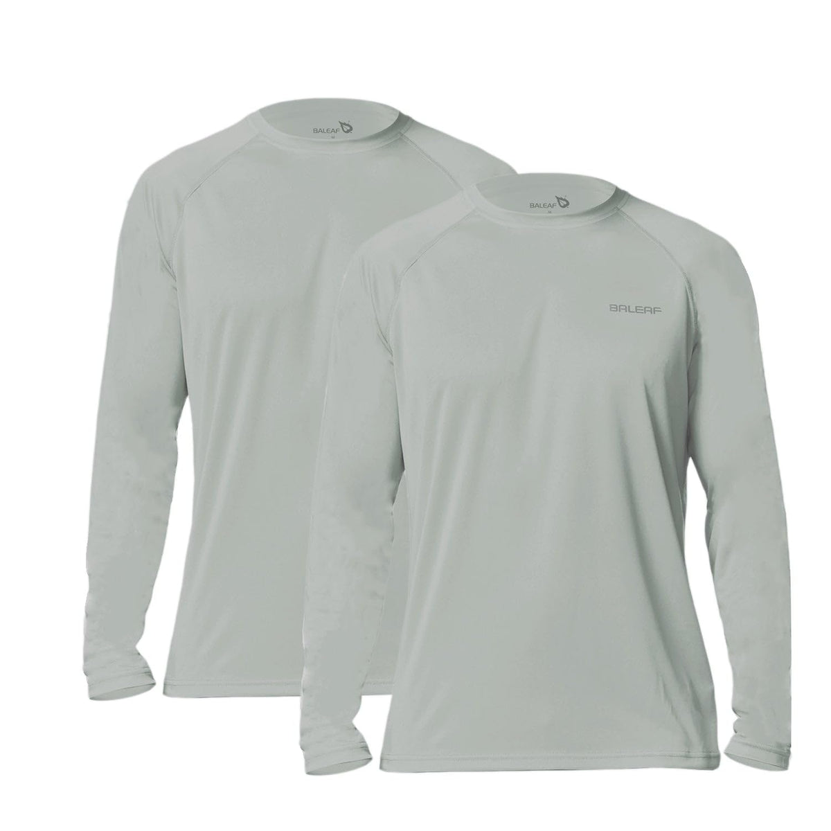baleaf Mens UPF 50+ Sun Protection Shirts Long Sleeve Rash Guard, Quick Dry 4-Way Stretch for Fishing Swimming Surfing 2 Pack-Gray XL