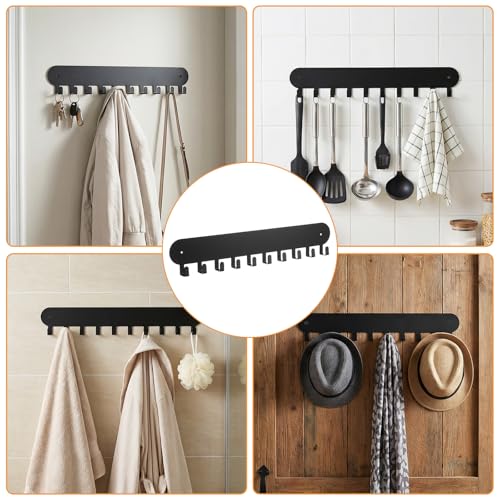 4 Pack Key Holder Wall Mount, Metal Key Chain Organizer with 10 Hooks, Heavy Duty Iron Keys Rack for Living Room, Kitchen, Garage, Office, Hallway (Black)