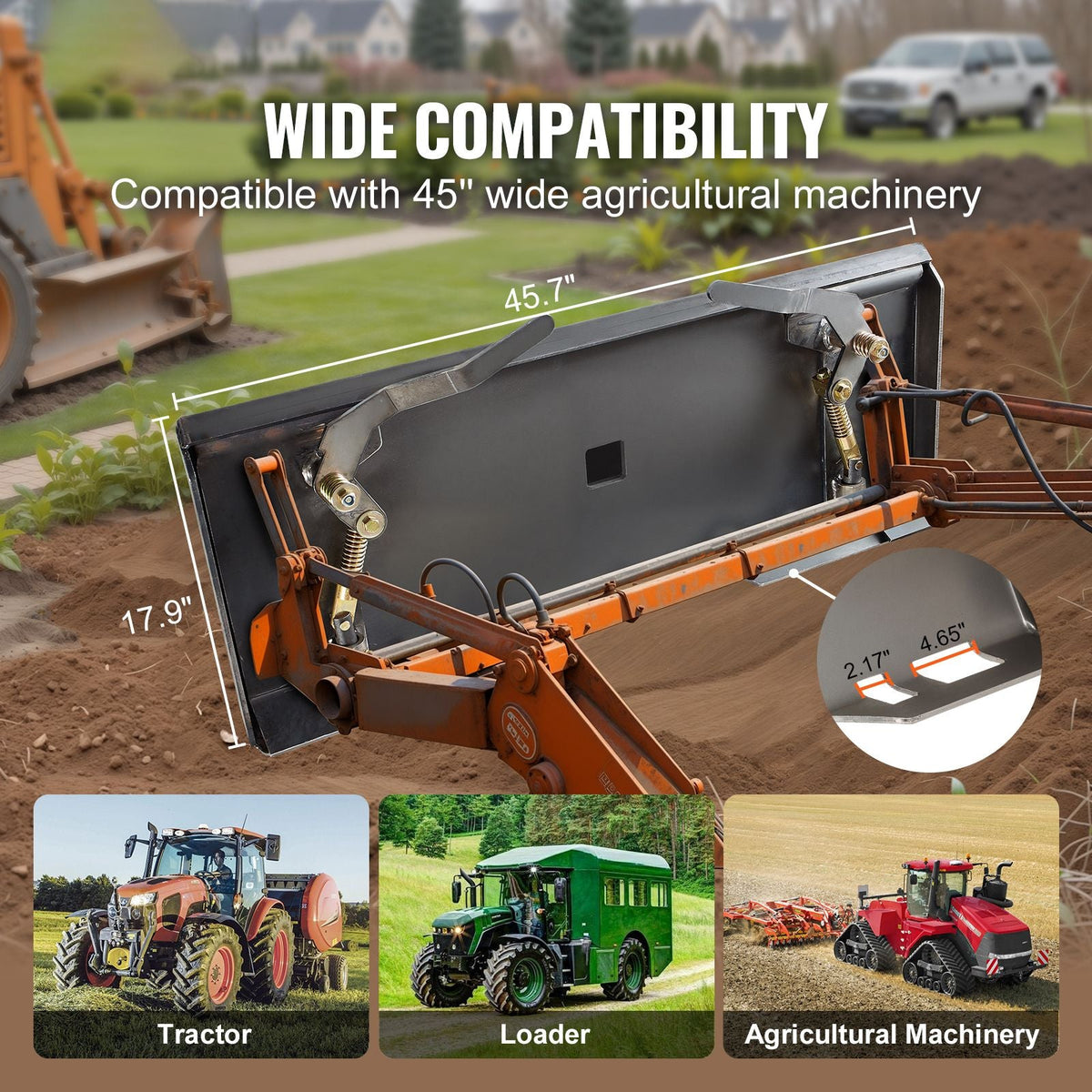 5/16" Skid Steer Attachment Plate, Skid Steer Mount Plate, Quick Attachment Loader Plate, with 2.28" Hitch Receiver, Compatible with Deere, Kubota, Bobcat, Mahindra Skid Steers and Tractors