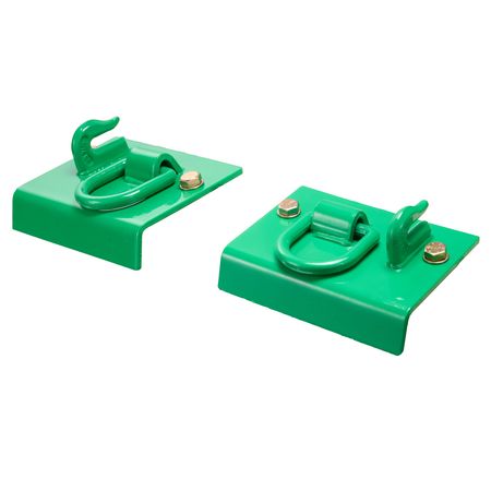 5/16" Tractor Bucket Hook with Tie Down Ring, Grade 70 Forged Steel 2 Pack Bolt-On Grab Hook with Back Plate Compatible for Tractor Bucket RV UTV Truck, Maximum Break Strength 12,000 lbs, Green