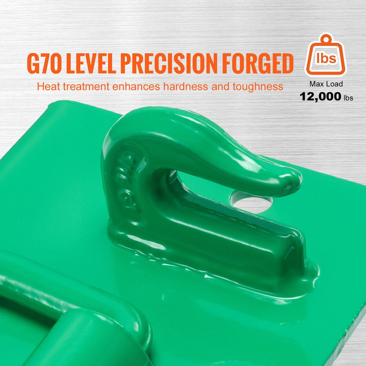 5/16" Tractor Bucket Hook with Tie Down Ring, Grade 70 Forged Steel 2 Pack Bolt-On Grab Hook with Back Plate Compatible for Tractor Bucket RV UTV Truck, Maximum Break Strength 12,000 lbs, Green