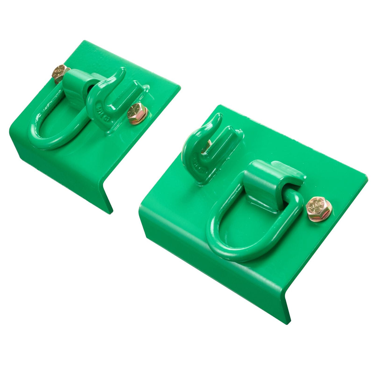 5/16" Tractor Bucket Hook with Tie Down Ring, Grade 70 Forged Steel 2 Pack Bolt-On Grab Hook with Back Plate Compatible for Tractor Bucket RV UTV Truck, Maximum Break Strength 12,000 lbs, Green