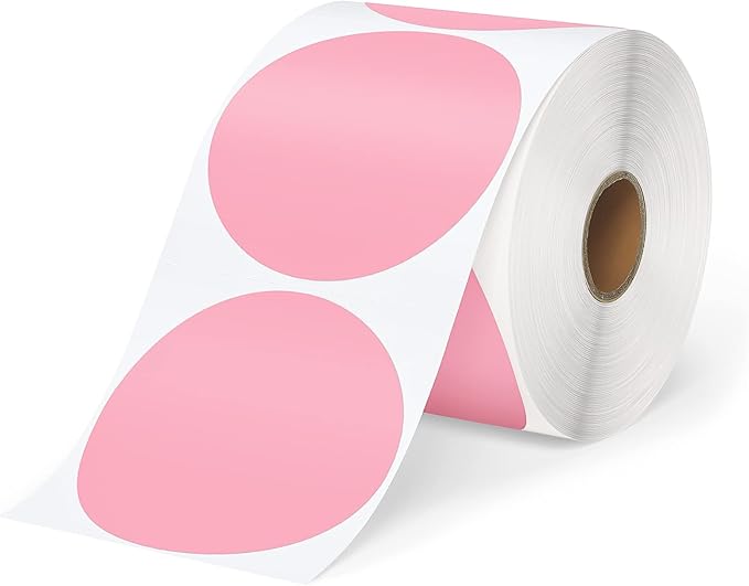 MUNBYN 2.25"x1.25" Pink Thermal Labels + 3" Pink Circle Thermal Stickers, 1000 Labels