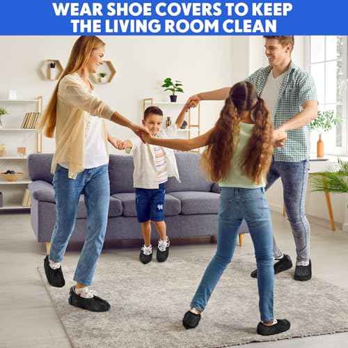 Vabean 1000 Pcs Disposable Shoe Covers Boot Cover Waterproof Nonslip Shoe Protector Covers for Indoor Carpet Floor Workplace Protection, One Size Fit Most (Black)