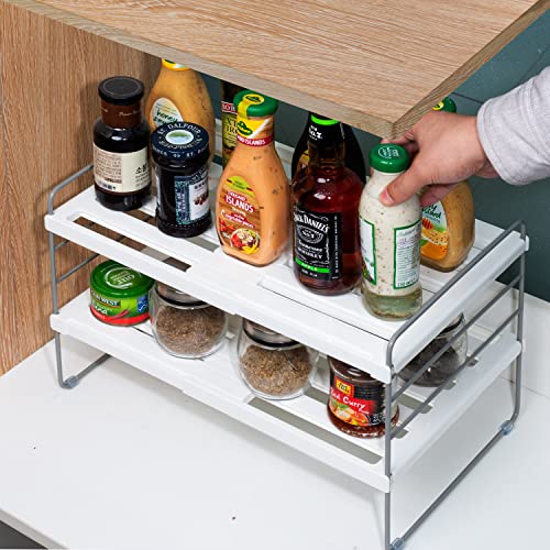 2 Pack Pantry Organization and Storage, Expandable Foil and Plastic Wrap Organizer, Adjustable Kitchen Wrap Organizer Rack for Cabinet, Foil Saran Wrap Holder Shelf for Sandwich Plastic Bags Box, - size: 2 Pack
