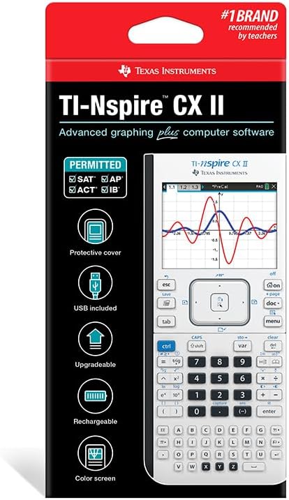 Texas Instruments TI-Nspire CX II Color Graphing Calculator with Student Software (PC/Mac) White 3.54 x 7.48