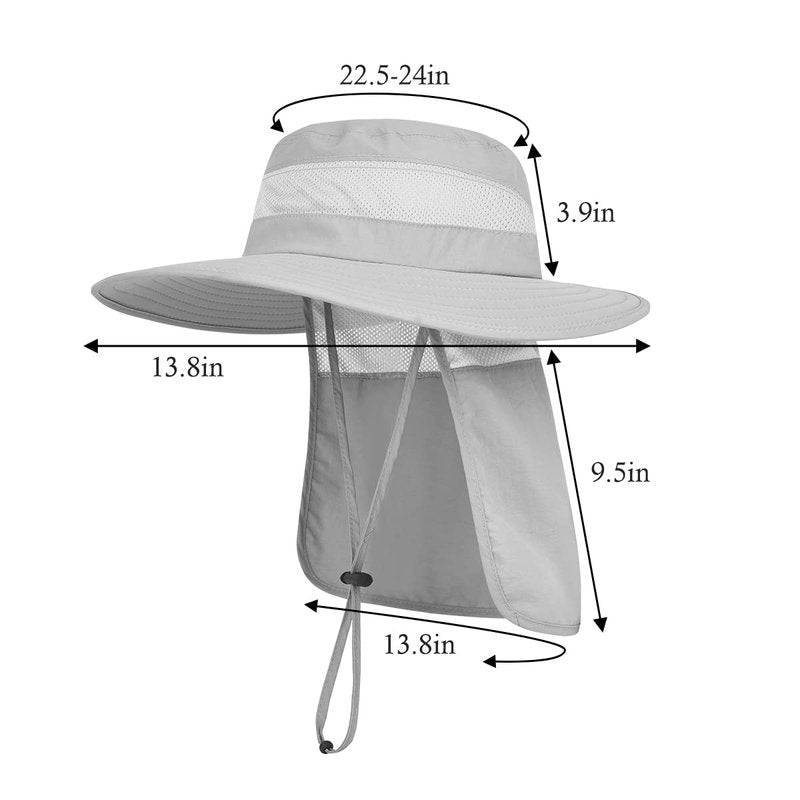 3 Pack Mens UPF 50+ Wide Brim Sun Hat with Neck Flap for Fishing Hiking Garden (3 Pack Dark Grey＆Light Grey＆Army Green)