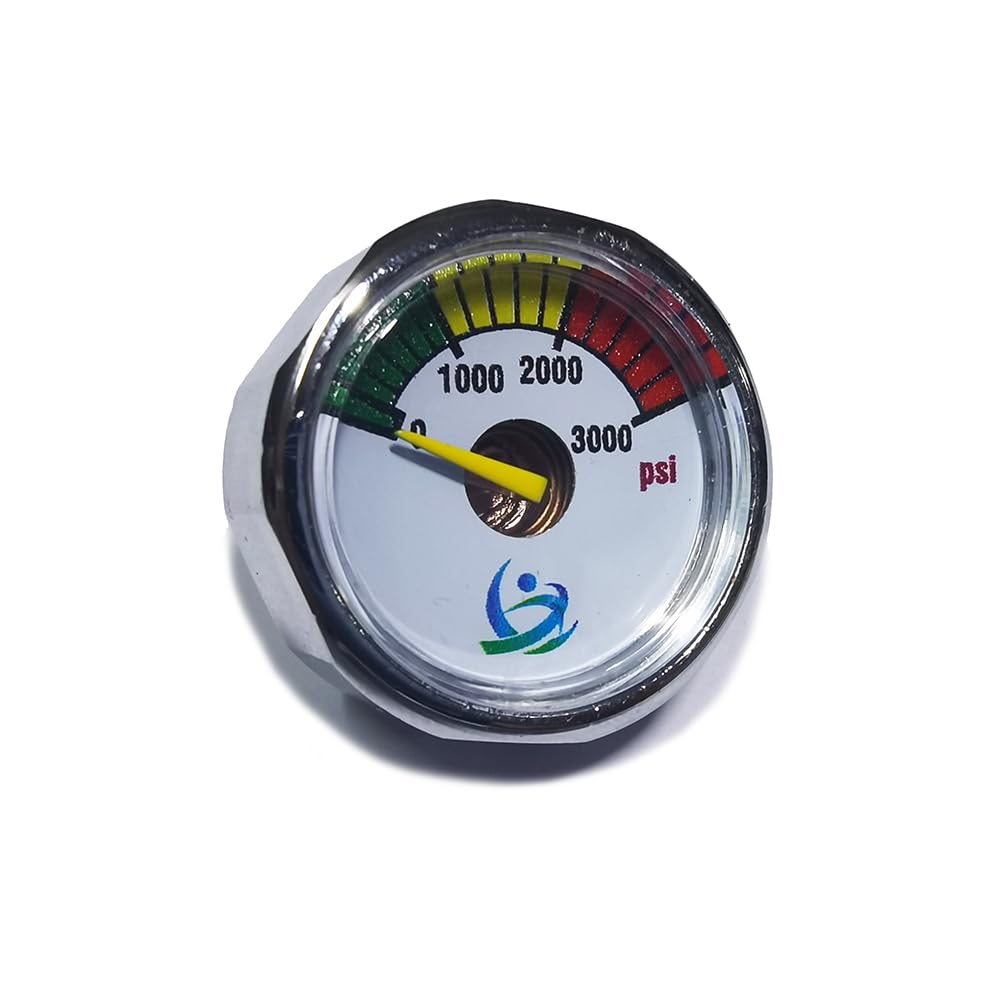 Aopkeo 1 inch Pressure Gauge Mini Micro Manometre 1/8NPT for Paintball PCP Airsoft Mountaineering Diving 1500psi, 2000psi, 3000psi, 5000psi, 6000psi (1/8NPT-3000psi)