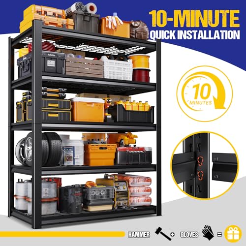 78" H Garage Shelving Heavy Duty Storage Shelves, 5-Tier Adjustable Metal Shelving Unit, Utility Garage Organizer Shelf for Basement, Pantry, Warehouse, Supermarket, 45.6" W x 19.7" D x 78" H - size: 5-Wire-19.7"Dx45.6"Wx78"H