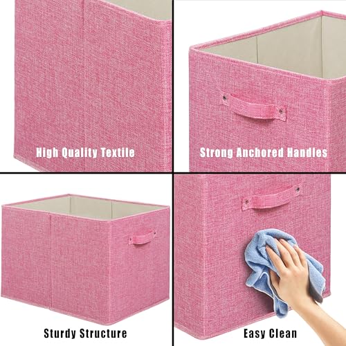 Simple Houseware 15 x 13 Inch Collapsible Fabric Storage Bin with Handles, 2 Pack, Pink - color: Pink