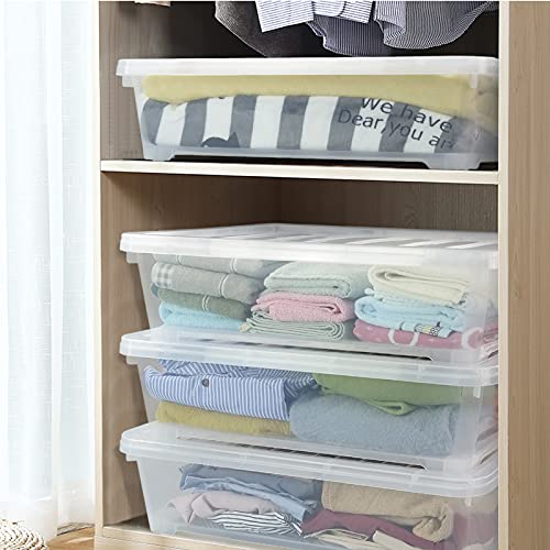 4-Pack 40 Quart Large Plastic Under Bed Storage Bin, Underbed Box With Wheels/Lids, Clear - size: 40 Quart