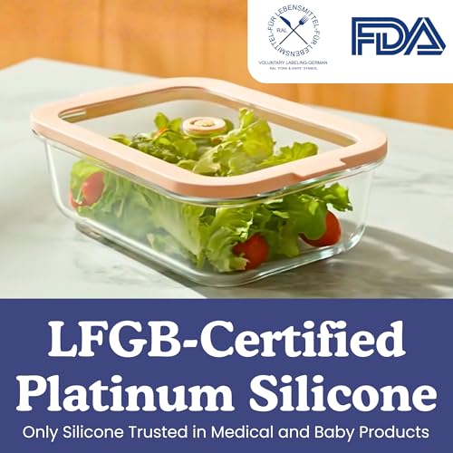 Ziruma Non-Toxic 4 Pack - Glass Food Storage Containers With Lids – Plastic Free, Airtight Meal Prep Containers, Multi-Size (12, 21, 35, 50 Oz), Microwave & Freezer Safe - size: Multi-Size