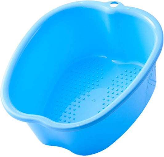Foot Soaking Bath Basin: Plastic Spa Tub With Massage Dots - Roomy Bucket for Water Spa and Massage (Blue)