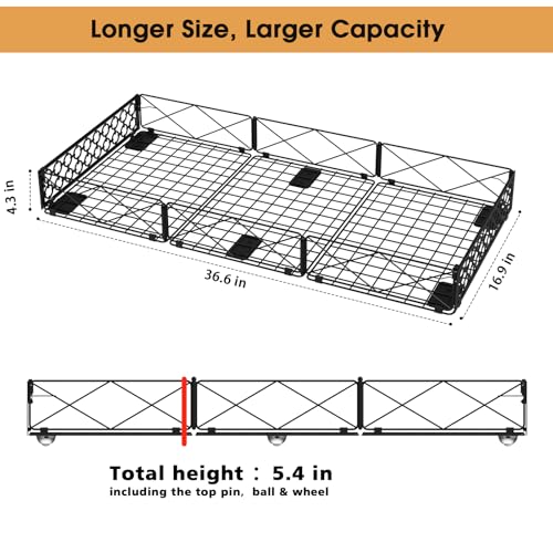 NADAMOO Large Under Bed Storage with Wheels, Low Profile Rolling Under Bed Storage Containers，Foldable Metal Under the Bed Organizer Bins for Bedroom，2 Packs - style: Pack of 2