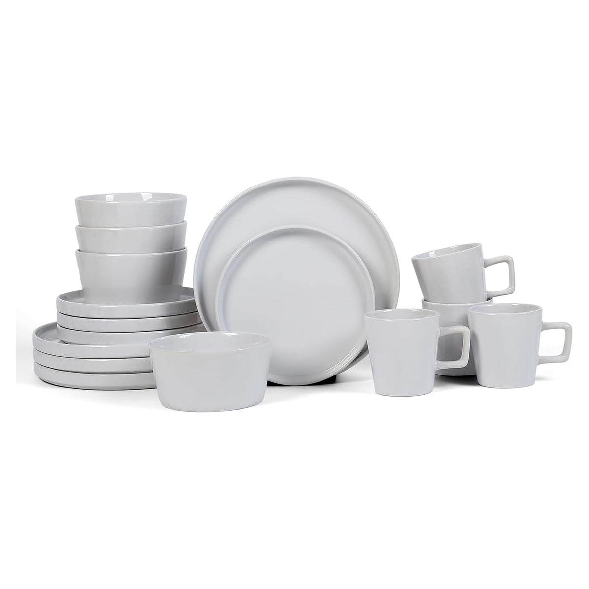 Stone Lain 32 Piece Stoneware Dinnerware Set, Service for 8, Gray Matte