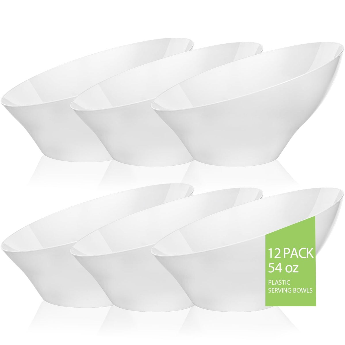 BESTVIP 20 Oz Black Plastic Angled Serving Bowls, 12 Pack