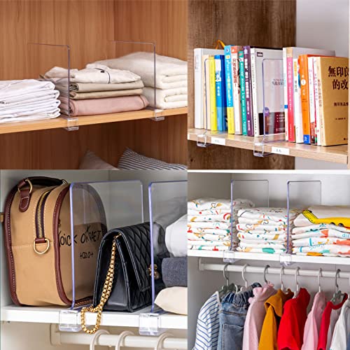 Yieach 10 Pack Clear Acrylic Shelf Divider for Closet Organization - 9.2″ Tall Closet Dividers for Wood Shelves,Cupboard,Vertical Shelf Separators in Closet for T-Shirt,Purse,Handbag,Sweater Organizer - size: Pack of 10