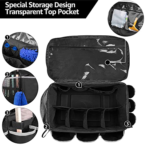 HODRANT Extra-Large Cleaning Caddy with EVA Hard Bottom, High Capacity Cleaning Supplies Organizer for Housekeeping & Home Work, Cleaner Tools Tote Bag with Shoulder Strap, Patent Design