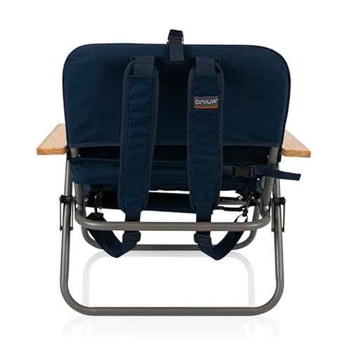 Picnic TIME Descanso Padded Beach Chair, Low Camping Chair with Removable Washable Cover, Backpack Beach Chair