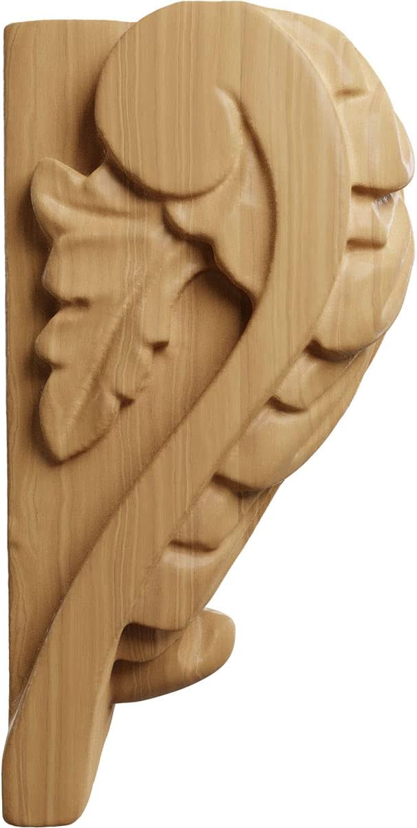 Ekena Millwork CORW01X01X03BACH Mini Acanthus Leaf Block Wood Corbels, 1 3/4"W x 1 1/2"D x 3"H, Cherry