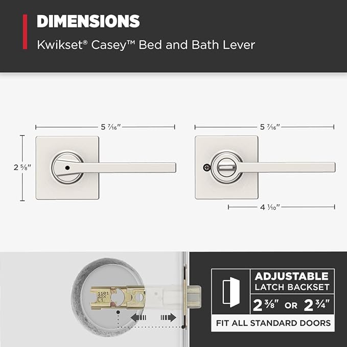 Kwikset Casey Hallway Passage and Bed/Bath Privacy Door Handle 10 Pack, 5 Passage Levers and 5 Privacy Levers, Satin Nickel Reversible Interior Handles with Mircoban Protection