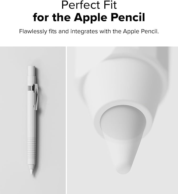 Ringke Silicone Drafting Pencil Case Compatible with Apple Pencil 2nd Generation and Apple Pencil Pro Case, Perfect Grip Silicone Protective Cover Sleeve Accessories - White