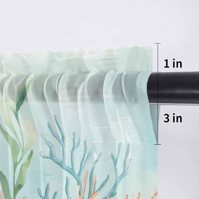 Summer Beach Sheer Valance Curtains