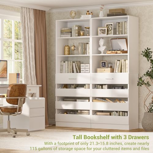 Aheaplus 21.3" Closet System with 4 Drawers, Wood Closet Organizer with Open Shelves, Modular Drawers System Tower, Walk-in Closets Small Wardrobe Rack, Tall Storage Cabinet Unit, White - color: White