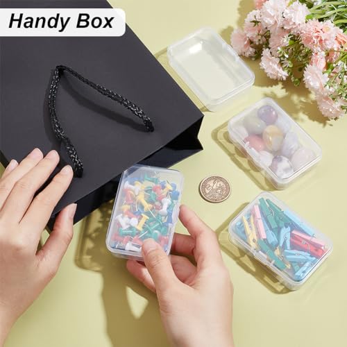 BENECREAT 12 Packs Rectangle PP Plastic Container Box, 3x2x0.8inch Bead Storage Organizer Box, Dustproof Case with Hinged Lid for Cards, Beads and Craft Supplies - size: 3x2x0.8inch