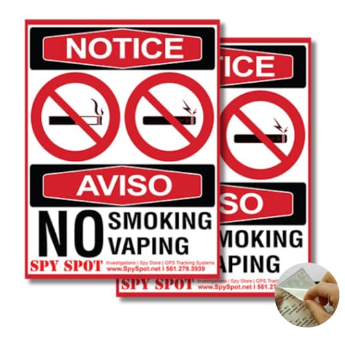 SpySpot 2 Pack No Smoking No Vaping Sticker, 3"x4" Vinyl Decals for Smoke-Free Zones ? Easy Peel & Stick for Home, Office, or Business, Weatherproof, UV Resistant, Indoor/Outdoor Use