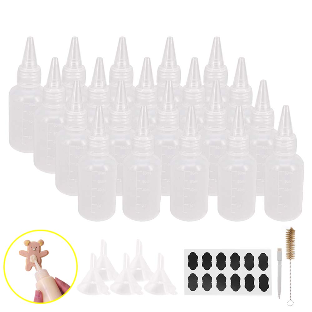 Belinlen 24 Pack 1-Ounce Plastic Squeeze Bottles with Measurement