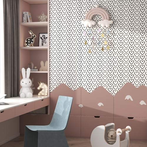 Peel and Stick Wallpaper Modern Contact Paper 17.3''¡¿78.8'' Self Adhesive Wallpaper Black and White Removable Wall Paper Decorative for Bedroom Bathroom Cabinets Kids Room Wallpapers Decor Vinyl Roll