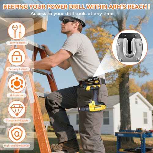 Universal Tool Holster for Tool Belt Accessories, Drill Holder for Power Drill, Impact Driver, or Any Tool with A Handle, Self-Locking Drill Holster, Stocking Stuffers for Men, Women, Husband