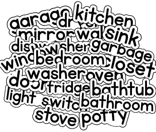 Sight Word Learning Activity & Reading Game - 20 PC Educational Decal Kit for Preschool & Kindergarten - Interactive Phonics Tools for Home & Classroom - Home and Appliances