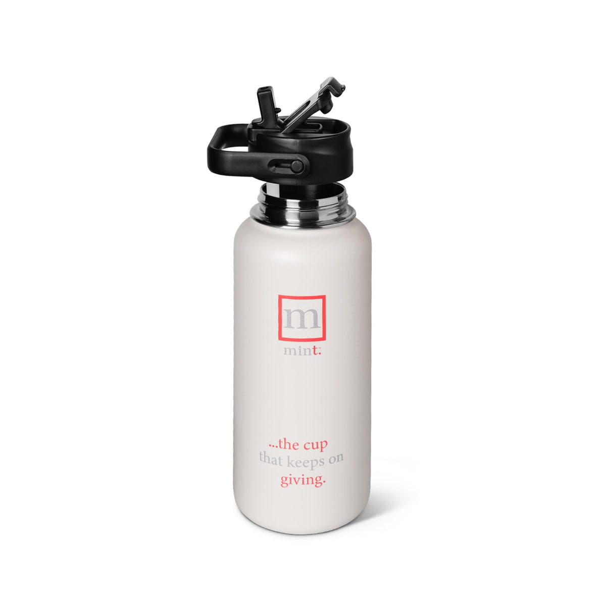 Mint Sport Insulated Stainless Steel Water Bottle with Straw – 32 oz BPA-Free Sports Water Bottle, Leakproof Double-Wall Vacuum Insulation for Gym, Travel & Sports (Midnight Black)