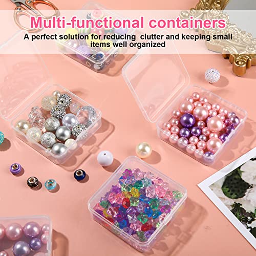 SATINIOR 100 Pcs Clear Plastic Beads Storage Containers Box Small Clear Boxes with Hinged Lid Plastic Case Mini Square Arts Crafts Storage Organizers for Small Items(2.9 x 2.9 x 1 Inch) - size: 2.9 X 2.9 X 1 Inch